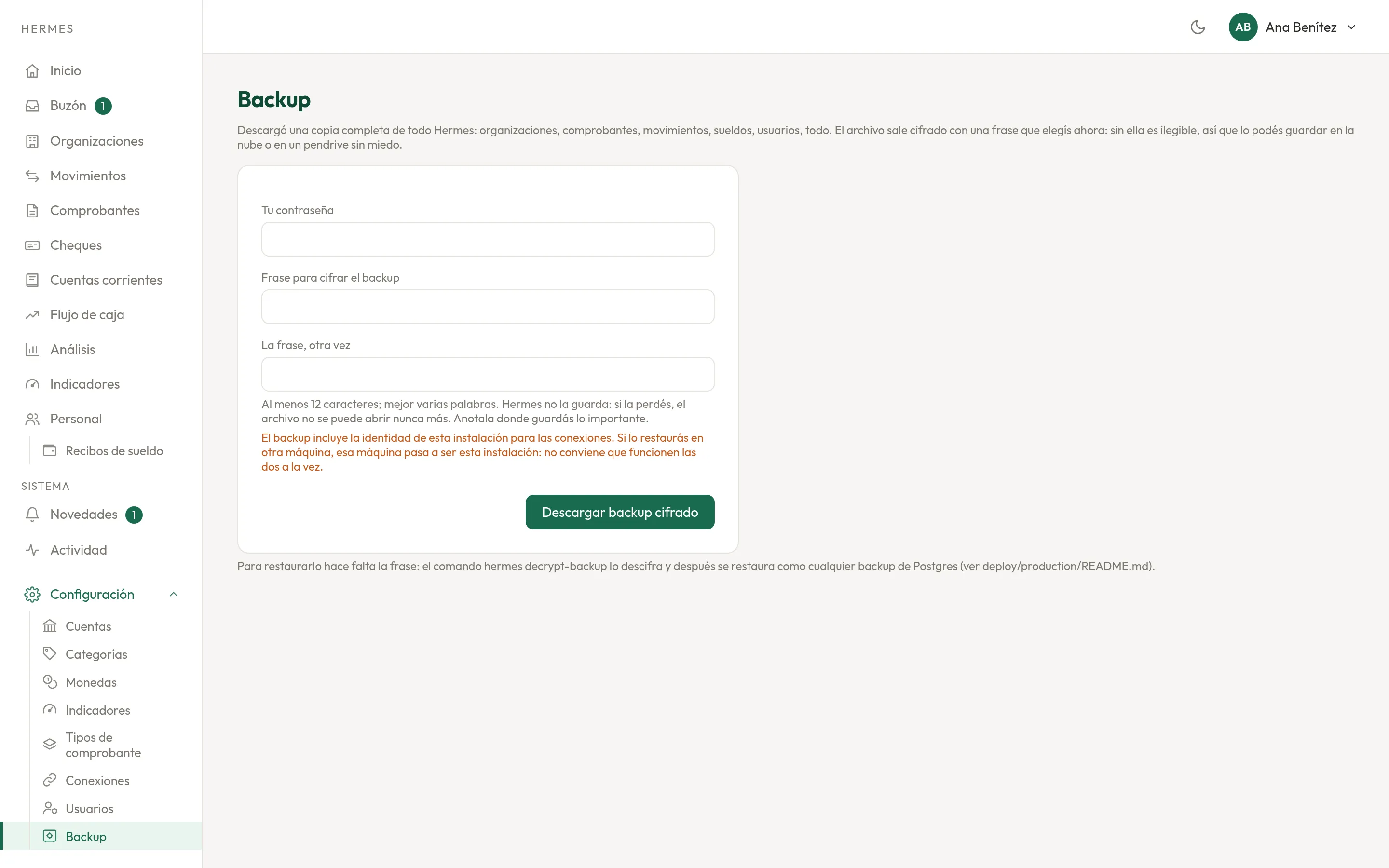 Backup cifrado